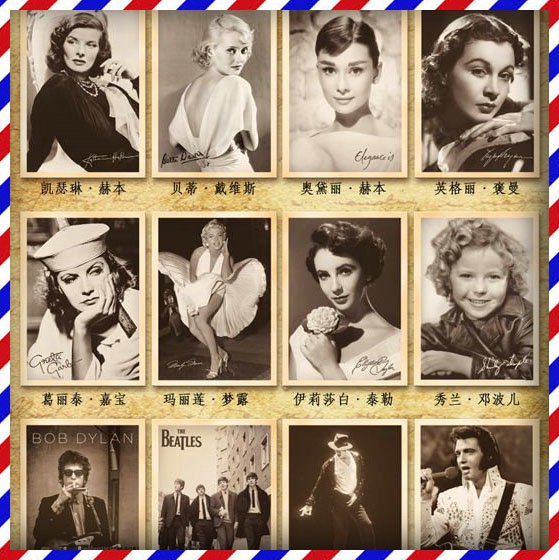 Free-Shipping-font-b-Vintage-b-font-style-Movie-stars-poster-Rock-stars-Drawing-post-font